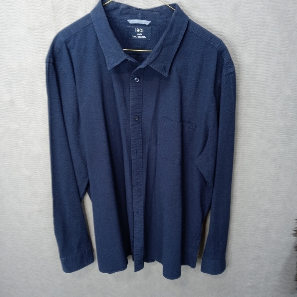 1901 men's trim fit long sleeve button front cotto